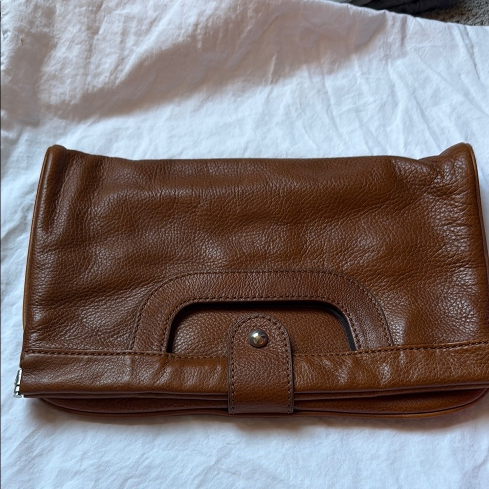 Massimo Dutti Brown Leather Clutch